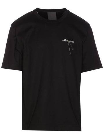 Logo Embroidery Short Sleeve T-Shirt Black - FENDI - BALAAN 1