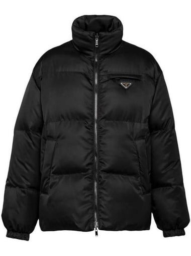 Medium-Length Re-Nylon Reversible Down Padded Jacket Black - PRADA - BALAAN 1