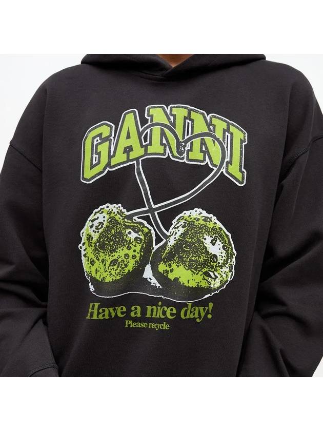 Graphic Print Hoodie Black - GANNI - BALAAN 7