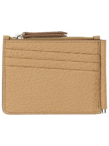 Stitch Leather Zipper Card Wallet Camel - MAISON MARGIELA - BALAAN 1