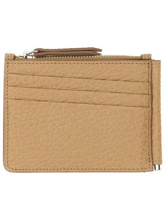 Stitch Leather Zipper Card Wallet Camel - MAISON MARGIELA - BALAAN 1