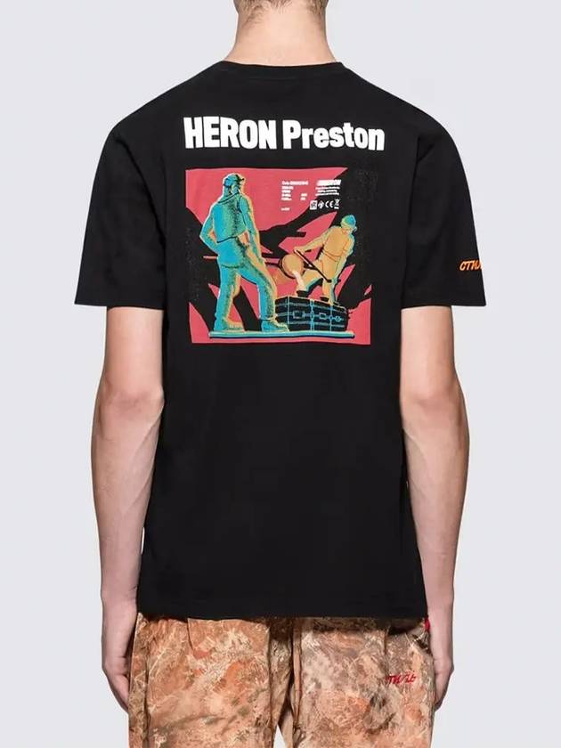 Round Neck Back Print Short Sleeve T-Shirt Black - HERON PRESTON - BALAAN 3