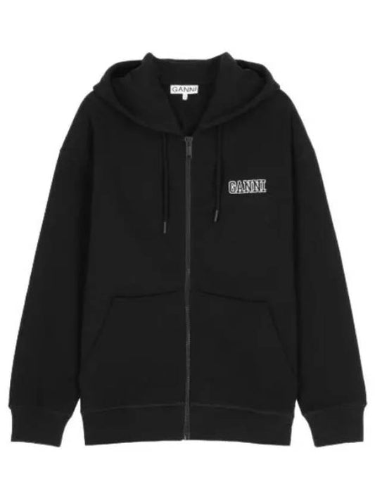 Oversized software zip up hoodie black - GANNI - BALAAN 1