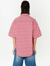 Gingham Check Short Sleeve Shirt Red - AMI - BALAAN 3