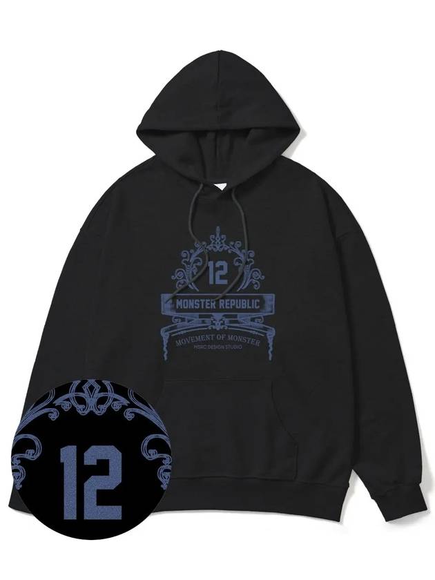 Modelo indigo blue overfit hoodie black - MONSTER REPUBLIC - BALAAN 1