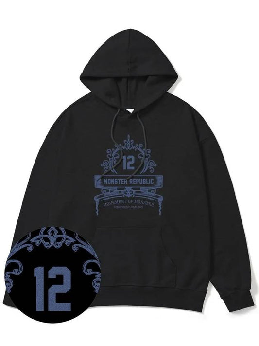 Modelo indigo blue overfit hoodie black - MONSTER REPUBLIC - BALAAN 1