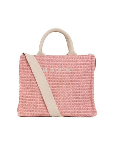 Small Raffia East West Tote Bag Pink - MARNI - BALAAN 1