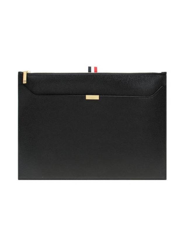 RWB Tab Leather Document Medium Clutch Bag Black - THOM BROWNE - BALAAN 1