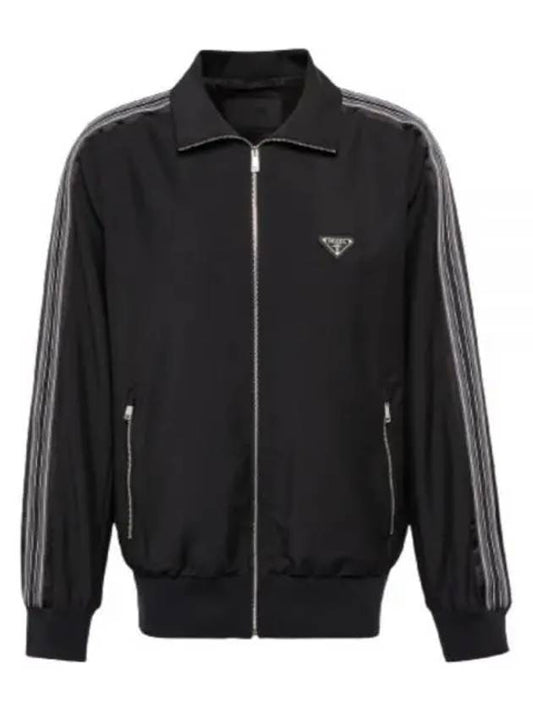 Triangle Logo Wool Mohair Track Jacket Black - PRADA - BALAAN 2