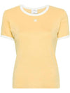 Contrast Trimming Logo Patch Short Sleeve T-shirt Yellow - COURREGES - BALAAN 1