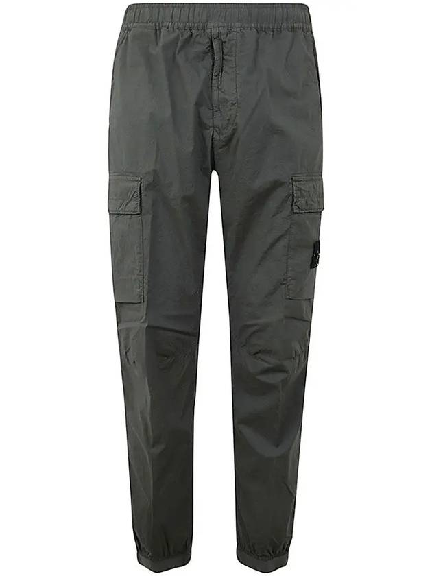 Stretch Cotton Tela Paracadute Cargo Straight Pants Dark Green - STONE ISLAND - BALAAN 3