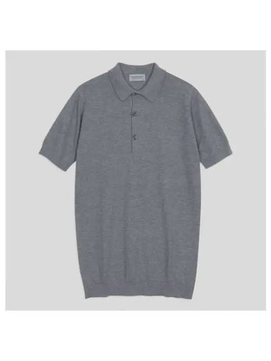 Roth knit pique collar shirt silver - JOHN SMEDLEY - BALAAN 1