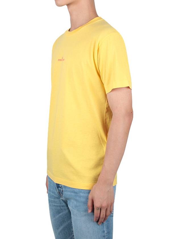 Tricromia Three Print Cotton Jersey T-Shirt Yellow - STONE ISLAND - BALAAN 4