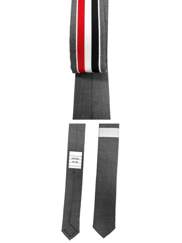 4-Bar Plain Wool Tie Grey - THOM BROWNE - BALAAN 6