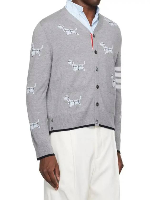 Hector Motif 4 Bar Cardigan Grey - THOM BROWNE - BALAAN 3