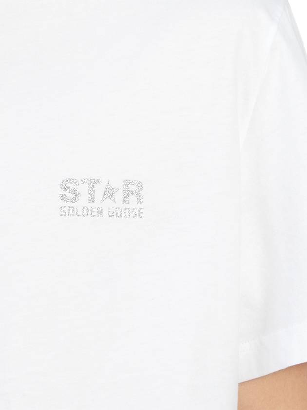 Men's Gold Star Glitter Logo Short Sleeve T-Shirt White - GOLDEN GOOSE - BALAAN 9