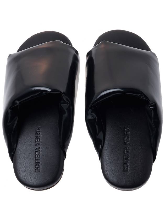 Padded Lambskin Slide Slippers Black - BOTTEGA VENETA - BALAAN.