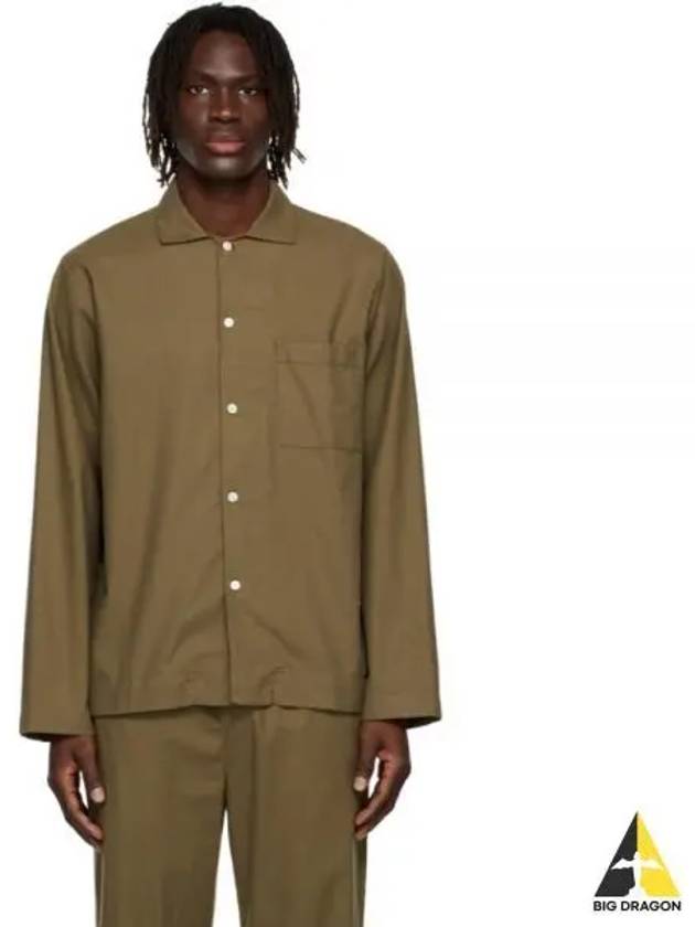 Poplin Pajamas Long Sleeve Shirt Moss - TEKLA - BALAAN 2