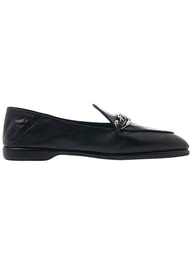 Logo Chain Metal Leather Loafers Black - MIU MIU - BALAAN 3