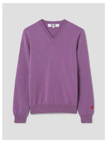 Women s Pastel Small Red Heart Wappen Knit Sweater Purple Domestic Product GM0023082931318 - COMME DES GARCONS PLAY - BALAAN 1