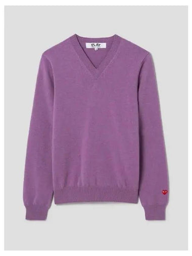 Women s Pastel Small Red Heart Wappen Knit Sweater Purple Domestic Product GM0023082931318 - COMME DES GARCONS PLAY - BALAAN 1