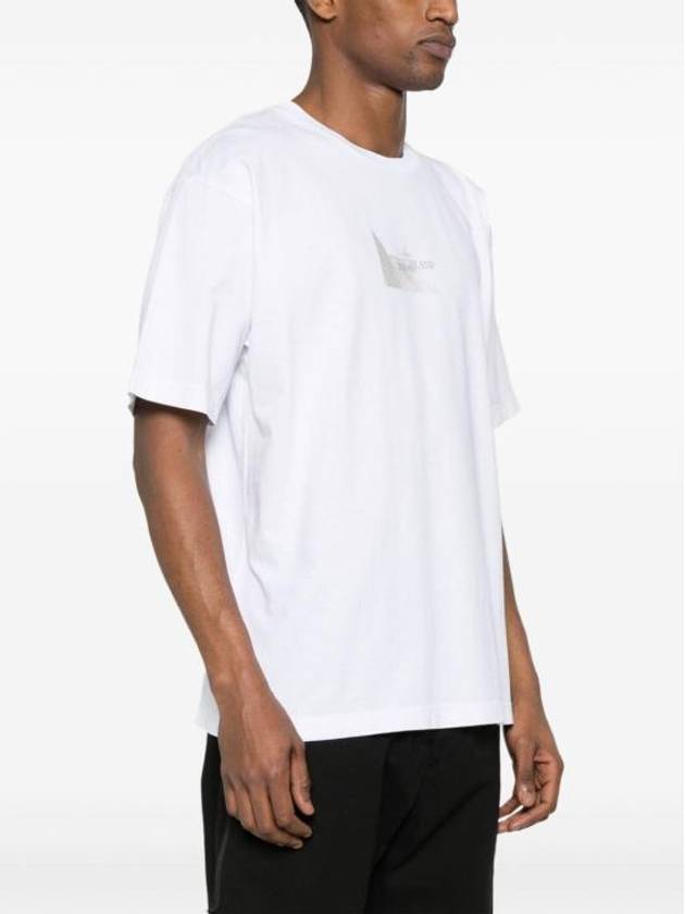 Logo Print Short Sleeve T-Shirt White - STONE ISLAND - BALAAN 7