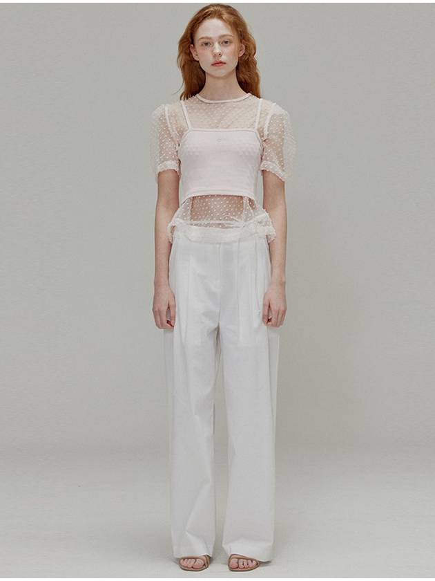 Ribbon cotton two tuck wide pants_White - OPENING SUNSHINE - BALAAN 4