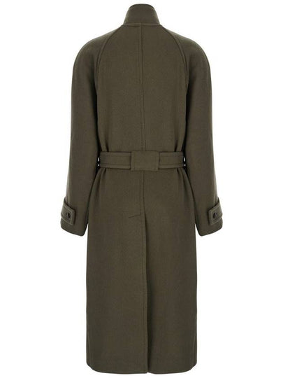 Green Double-Breasted Coat With Removable Belt And Wraparound Design In Wool Blend Woman - LOW CLASSIC - BALAAN 2