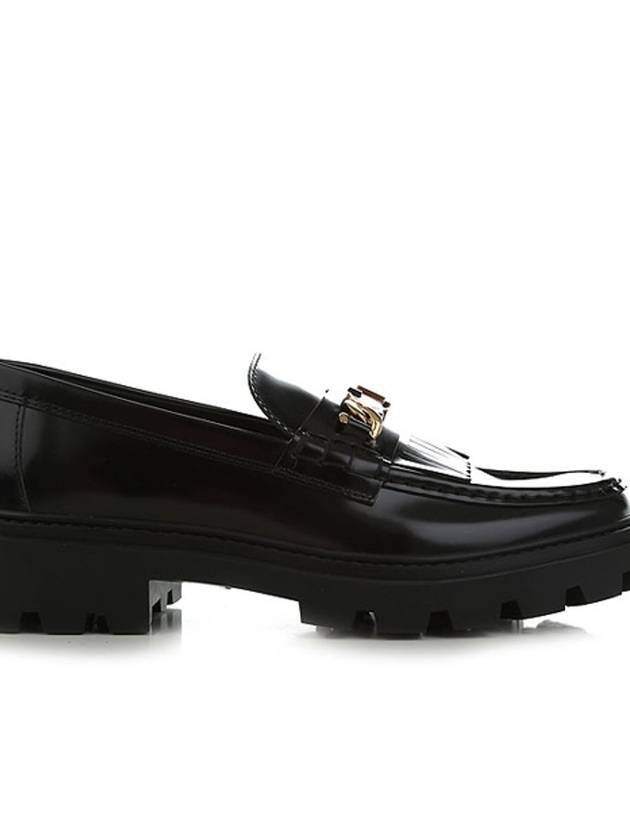 Leather Fringe Loafers Black - TOD'S - BALAAN 3