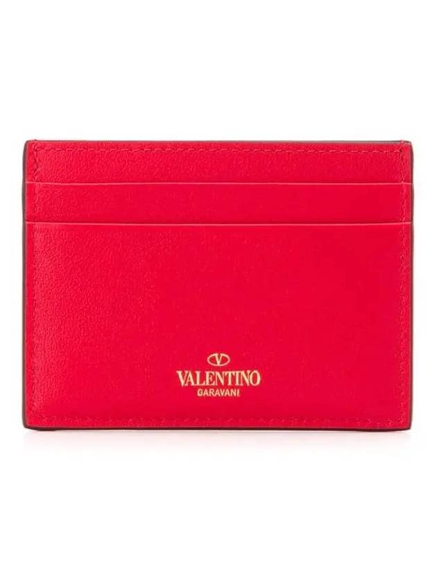 Rockstud Nappa Leather Card Wallet Red - VALENTINO - BALAAN 4