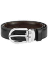 Horseshoe Buckle 30mm Reversible Leather Belt Black Brown - MONTBLANC - BALAAN.