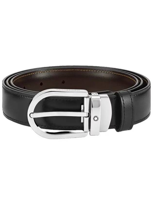 Men's Buckle 30mm Reversible Leather Belt Black Brown - MONTBLANC - BALAAN 2