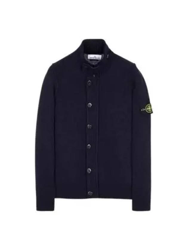 Wappen High Neck Button Up Wool Cardigan Navy - STONE ISLAND - BALAAN 3