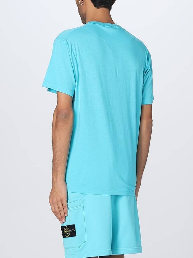 Pisato Effect Logo Patch Short Sleeve T-Shirt Turquoise - STONE ISLAND - BALAAN 5