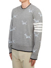 Hector Intarsia Crew Neck Knit Top Grey - THOM BROWNE - BALAAN 3