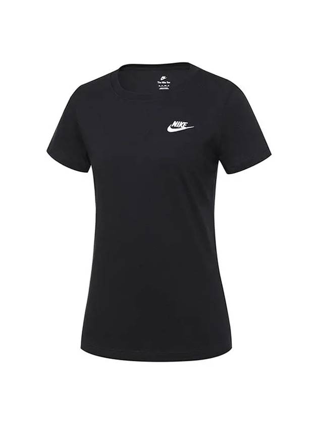 Women's NSW Club Short Sleeve T-Shirt Black - NIKE - BALAAN 4