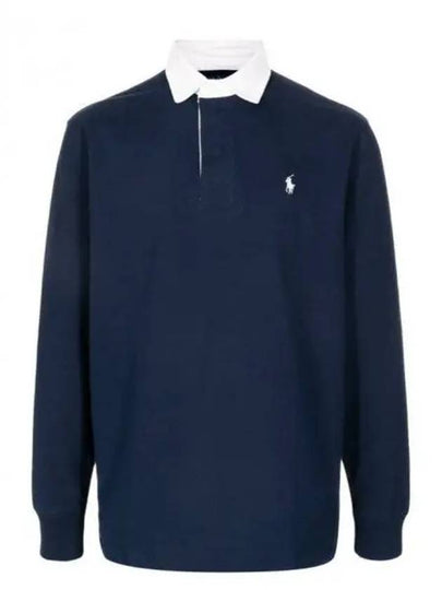 Rugby Logo Embroidered Long Sleeve Polo Shirt Navy - POLO RALPH LAUREN - BALAAN 2