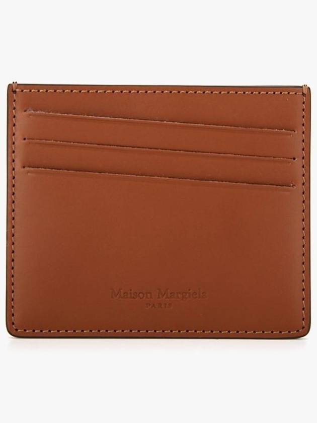 Stitched Two-tone Leather Card Wallet Brown Black - MAISON MARGIELA - BALAAN 5