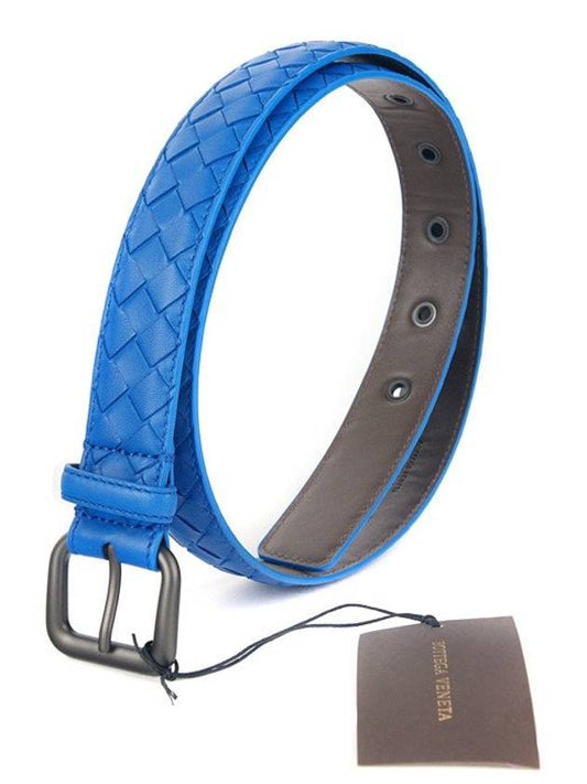 Intrecciato Nappa Leather Belt Blue - BOTTEGA VENETA - BALAAN 2