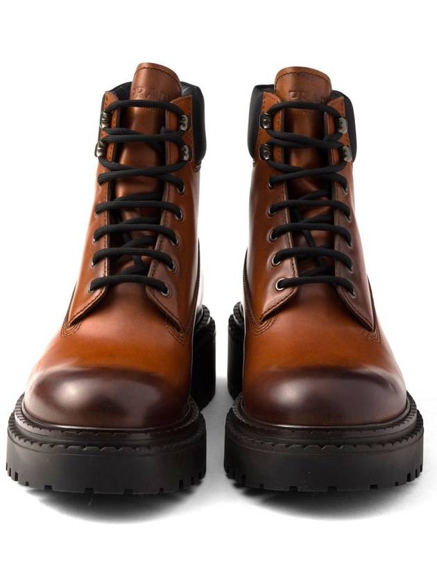 Leather Nylon Work Boots Cognac - PRADA - BALAAN 6