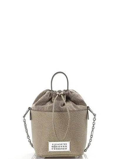 5AC Number Logo Texture Leather Bucket Bag Bleach - MAISON MARGIELA - BALAAN 2