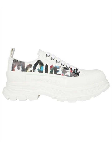 Tread Slick Logo Graffiti Low Top Sneakers White - ALEXANDER MCQUEEN - BALAAN 1