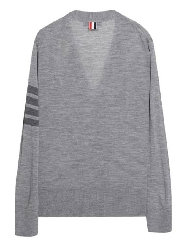 4-Bar Stripe Sustainable Merino Wool Cardigan Grey - THOM BROWNE - BALAAN 3