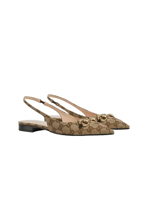 Horsebit Slingback Ballet Flat Beige Ebony - GUCCI - BALAAN 3