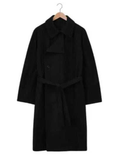 Asymmetrical Bathrobe Single Coat Black - LEMAIRE - BALAAN 2