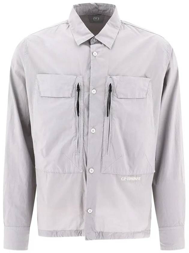 Cotton Popeline Over Long Sleeve Shirt Grey - CP COMPANY - BALAAN 3