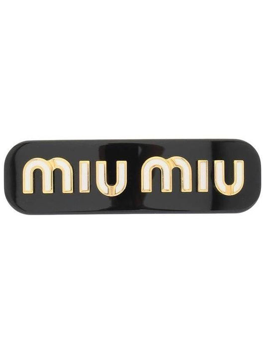 Plexiglas Metal Logo Hair Clip Black - MIU MIU - BALAAN 1