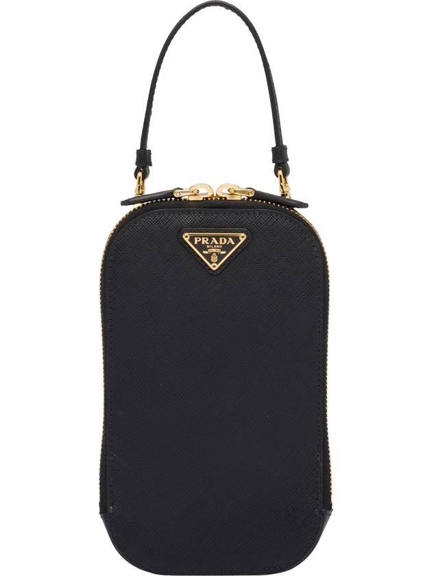 Triangle Logo Saffiano Mini Cross Shoulder Bag Black - PRADA - BALAAN 2