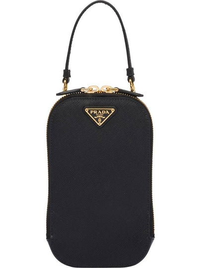 Triangle Logo Saffiano Mini Shoulder Bag Black - PRADA - BALAAN 2