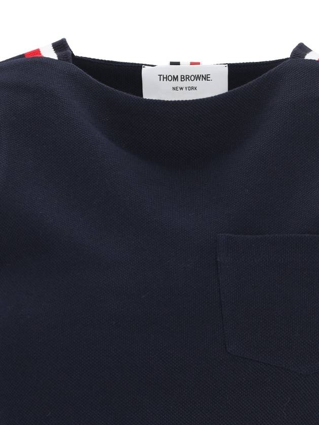 Women's Pick Rib Gusset Boat Neck Sleeveless Navy - THOM BROWNE - BALAAN 4